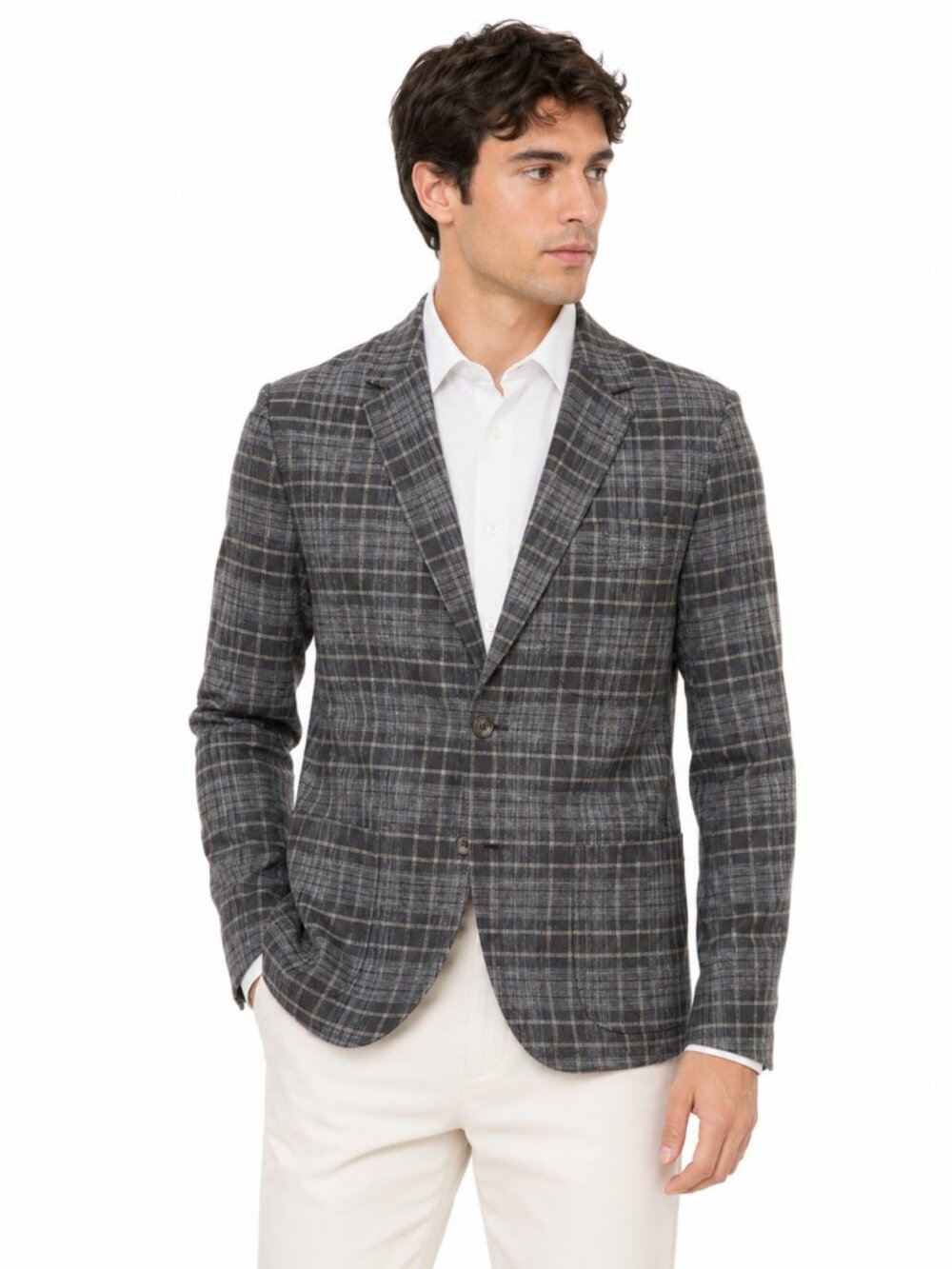 English Laundry Blazer Mens Size M Gray Plaid Lightweight Sport Coat Casual